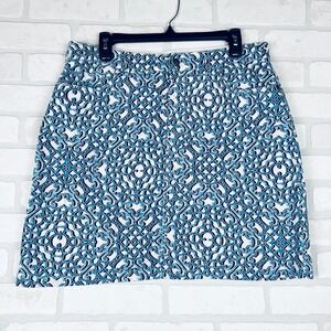 Croft & Barrow Skirt Women's Knee Length Blue White Print Casual, Large
